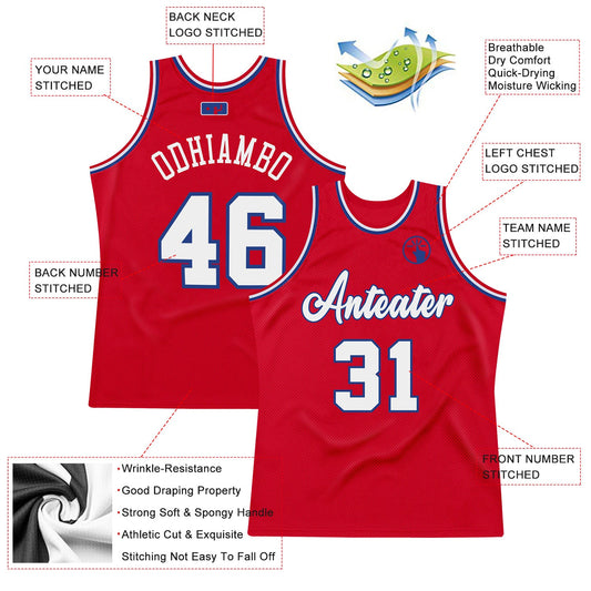 Custom Red White-Royal Authentic Throwback Basketball Jersey - Sky-Custom