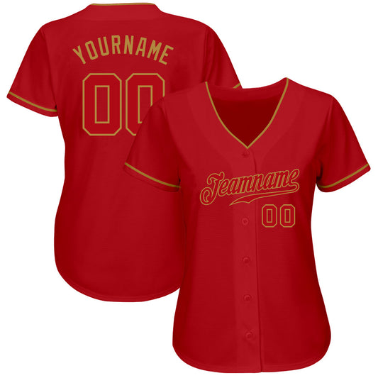 Custom Red Red-Old Gold Authentic Baseball Jersey - Sky-Custom