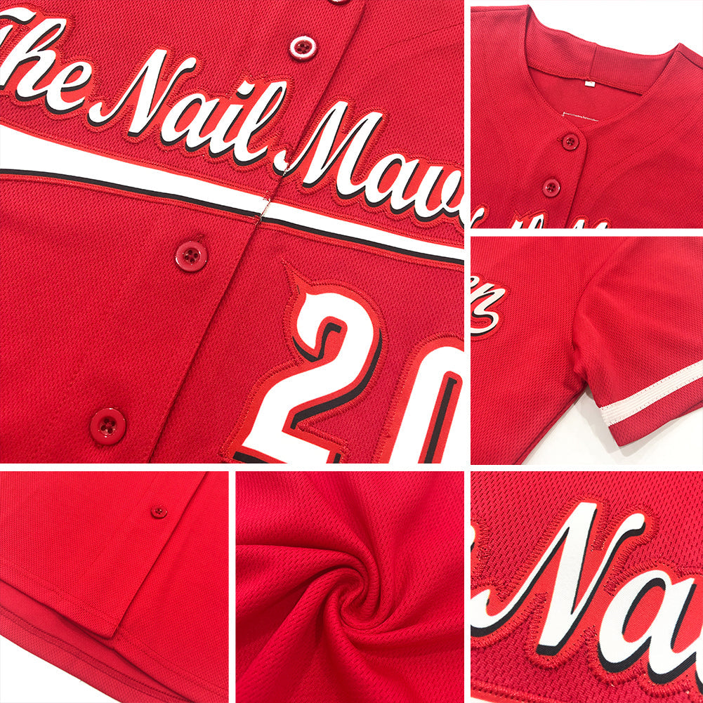 Custom Red Teal-Black Authentic Baseball Jersey - Sky-Custom