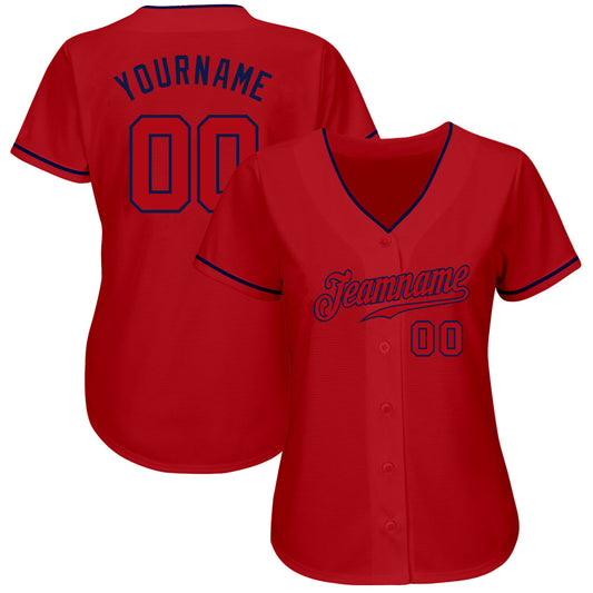 Custom Red Red-Navy Authentic Baseball Jersey - Sky-Custom
