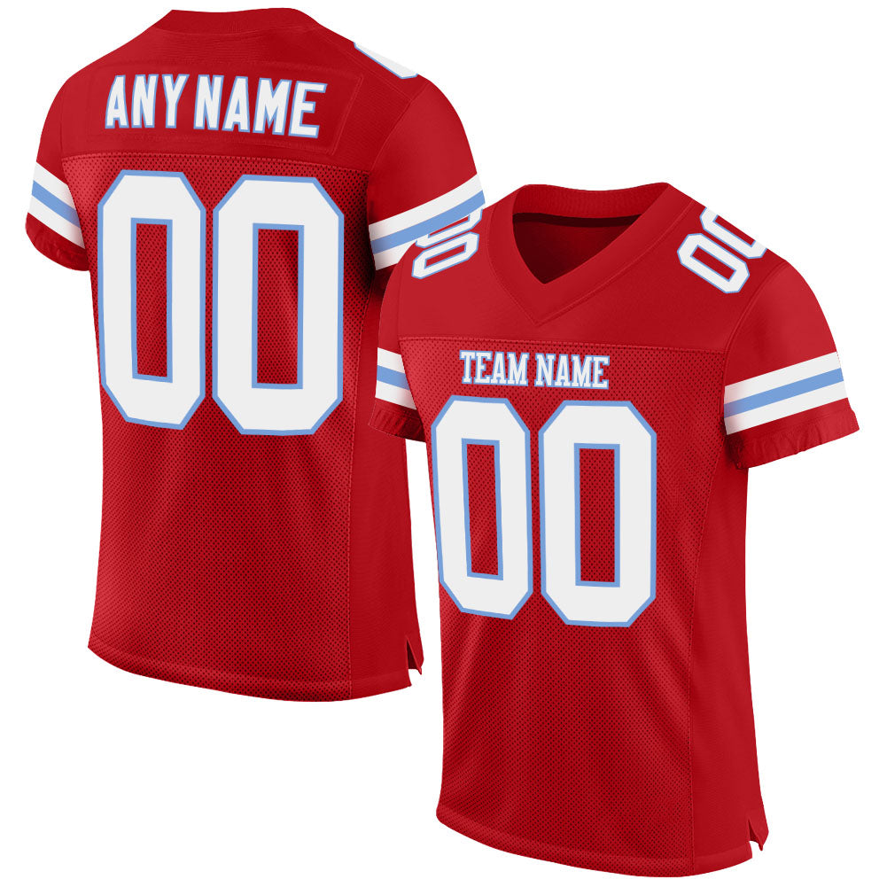 Custom Red White-Light Blue Mesh Authentic Football Jersey - Sky-Custom
