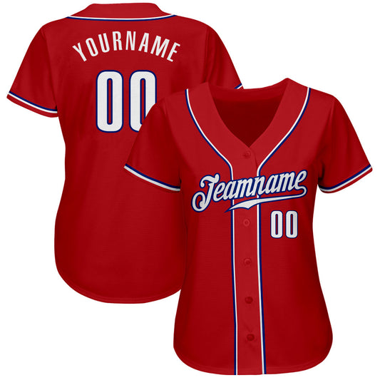 Custom Red White-Royal Authentic Baseball Jersey - Sky-Custom