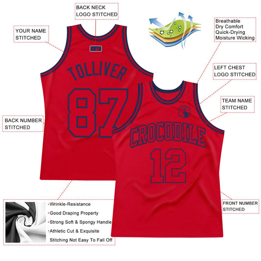 Custom Red Red-Navy Authentic Throwback Basketball Jersey - Sky-Custom
