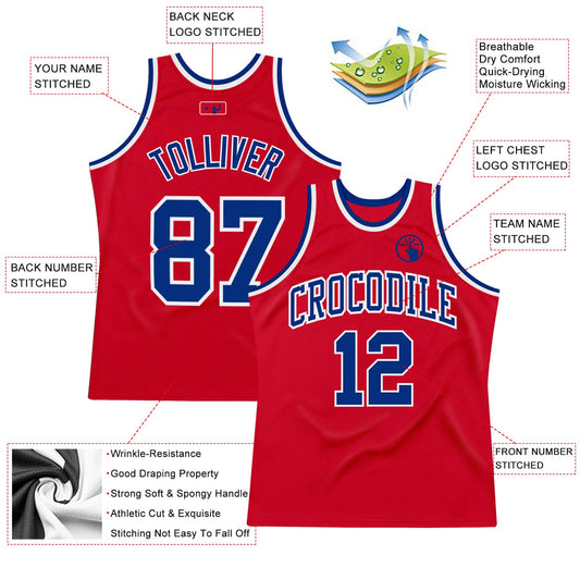 Custom Red Royal-White Authentic Throwback Basketball Jersey - Sky-Custom