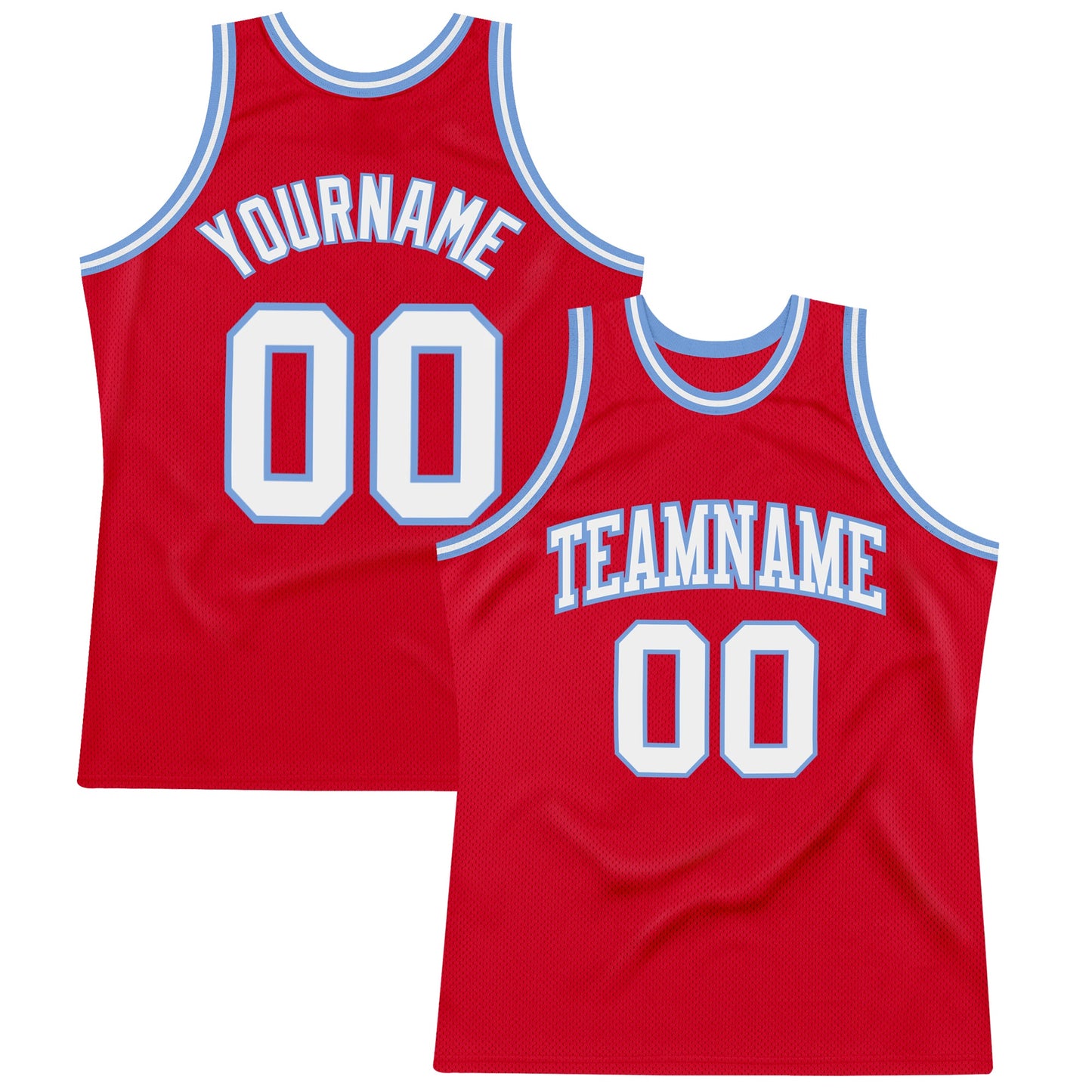 Custom Red White-Light Blue Authentic Throwback Basketball Jersey - Sky-Custom