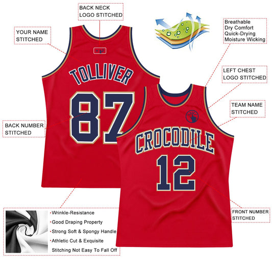 Custom Red Navy-Old Gold Authentic Throwback Basketball Jersey - Sky-Custom