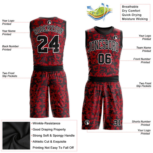 Custom Red Black-White Round Neck Sublimation Basketball Suit Jersey - Sky-Custom