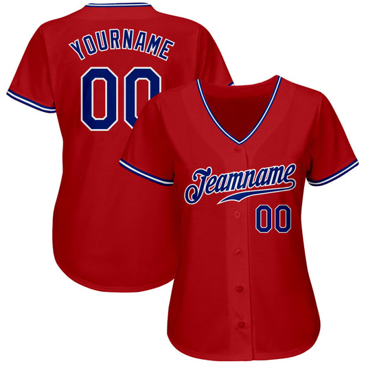 Custom Red Royal-White Authentic Baseball Jersey - Sky-Custom