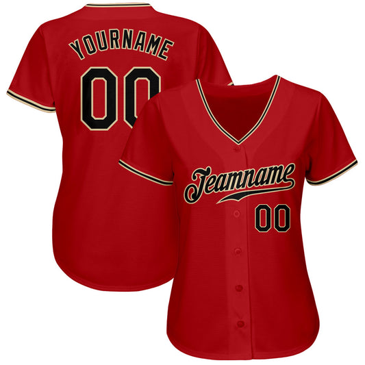 Custom Red Black-City Cream Authentic Baseball Jersey - Sky-Custom
