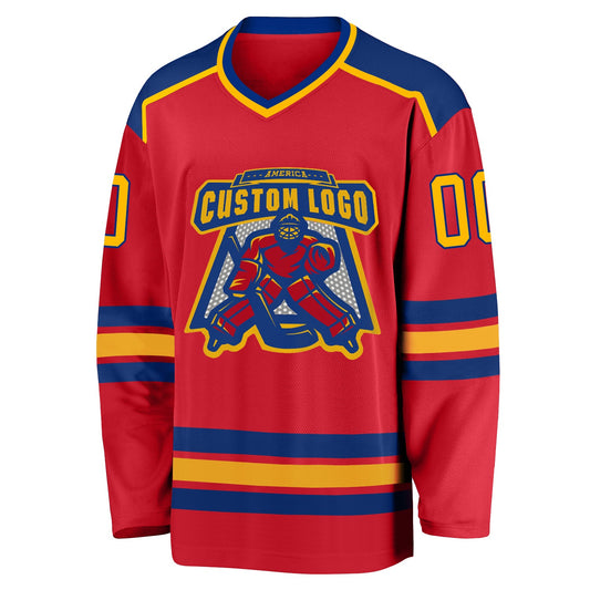 Custom Red Gold-Royal Hockey Jersey - Sky-Custom
