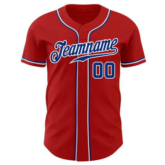 Custom Red Royal-White Authentic Baseball Jersey - Sky-Custom