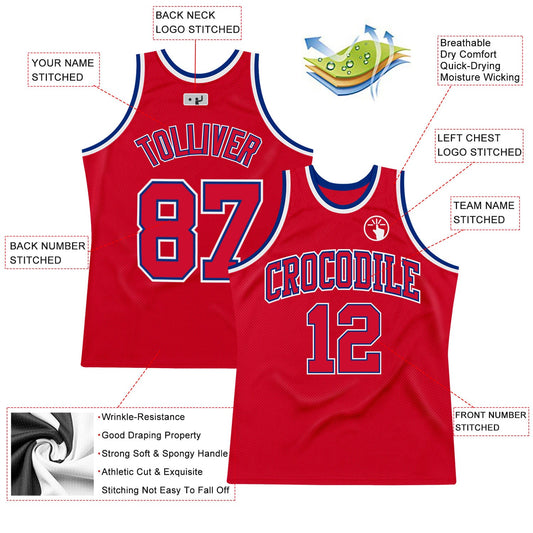 Custom Red Red-Royal Authentic Throwback Basketball Jersey - Sky-Custom