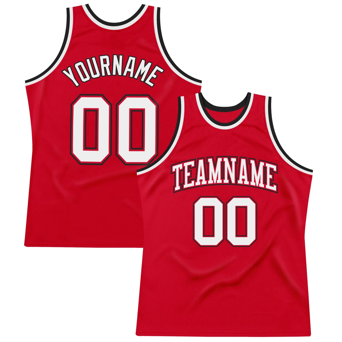 Custom Red White-Black Authentic Throwback Basketball Jersey - Sky-Custom