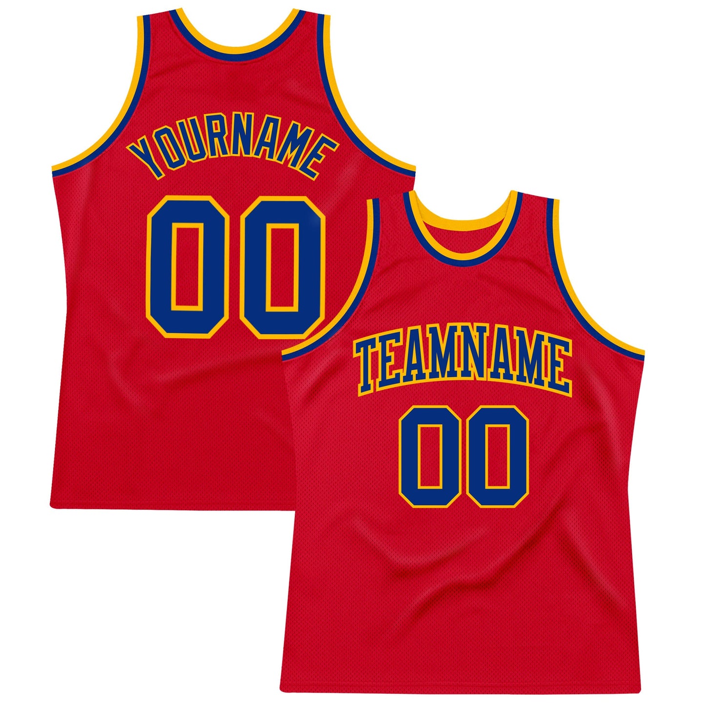 Custom Red Royal-Gold Authentic Throwback Basketball Jersey - Sky-Custom