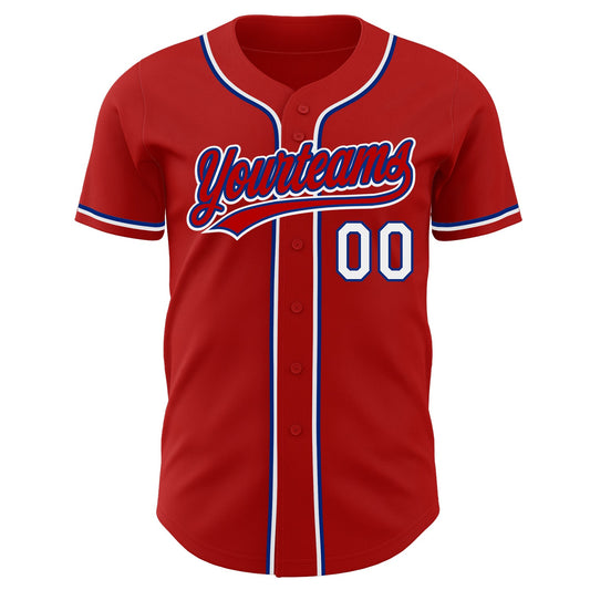 Custom Red White-Royal Authentic Baseball Jersey - Sky-Custom