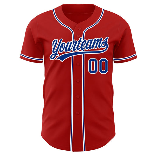 Custom Red Royal-White Authentic Baseball Jersey - Sky-Custom