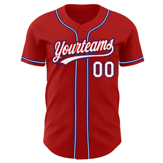 Custom Red White-Royal Authentic Baseball Jersey - Sky-Custom