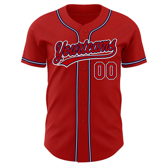 Custom Red Red-Navy Authentic Baseball Jersey - Sky-Custom