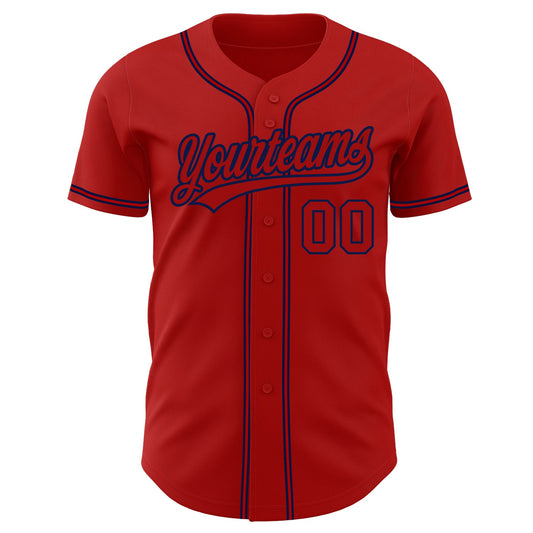 Custom Red Red-Navy Authentic Baseball Jersey - Sky-Custom