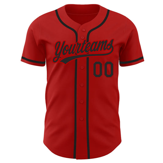Custom Red Black Authentic Baseball Jersey - Sky-Custom