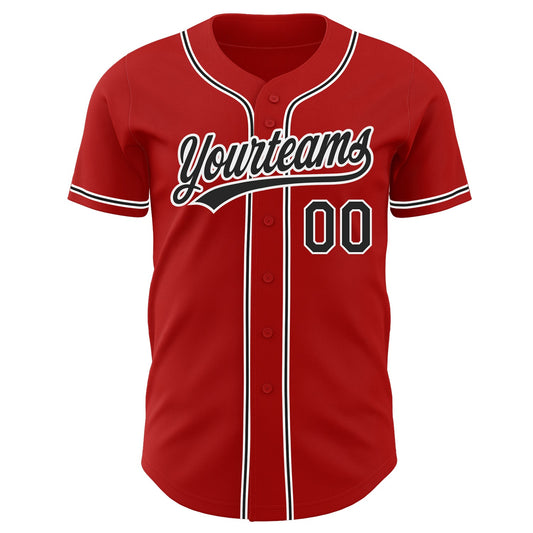 Custom Red Black-White Authentic Baseball Jersey - Sky-Custom
