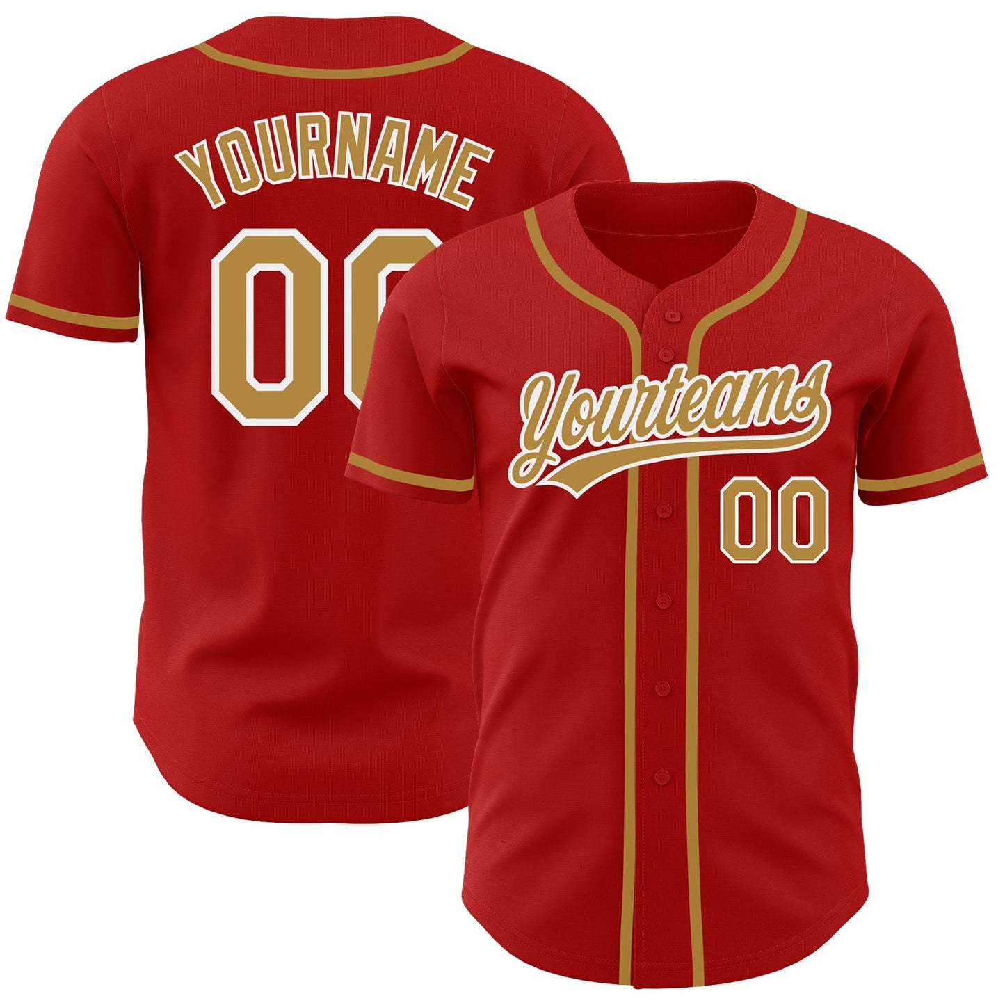 Custom Red Old Gold-White Authentic Baseball Jersey - Sky-Custom