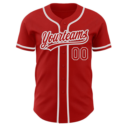 Custom Red Red-Gray Authentic Baseball Jersey - Sky-Custom