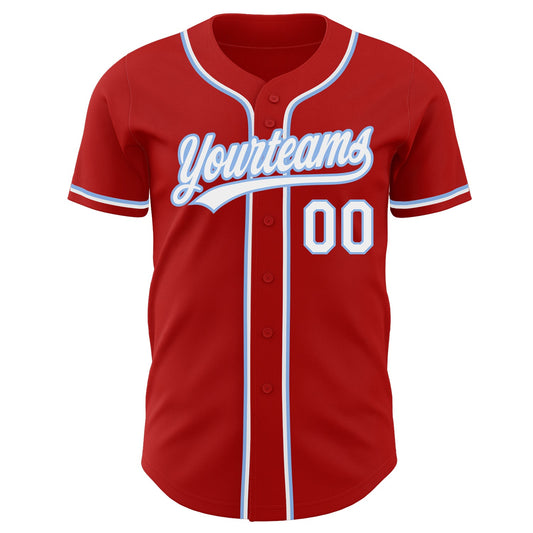 Custom Red White-Light Blue Authentic Baseball Jersey - Sky-Custom