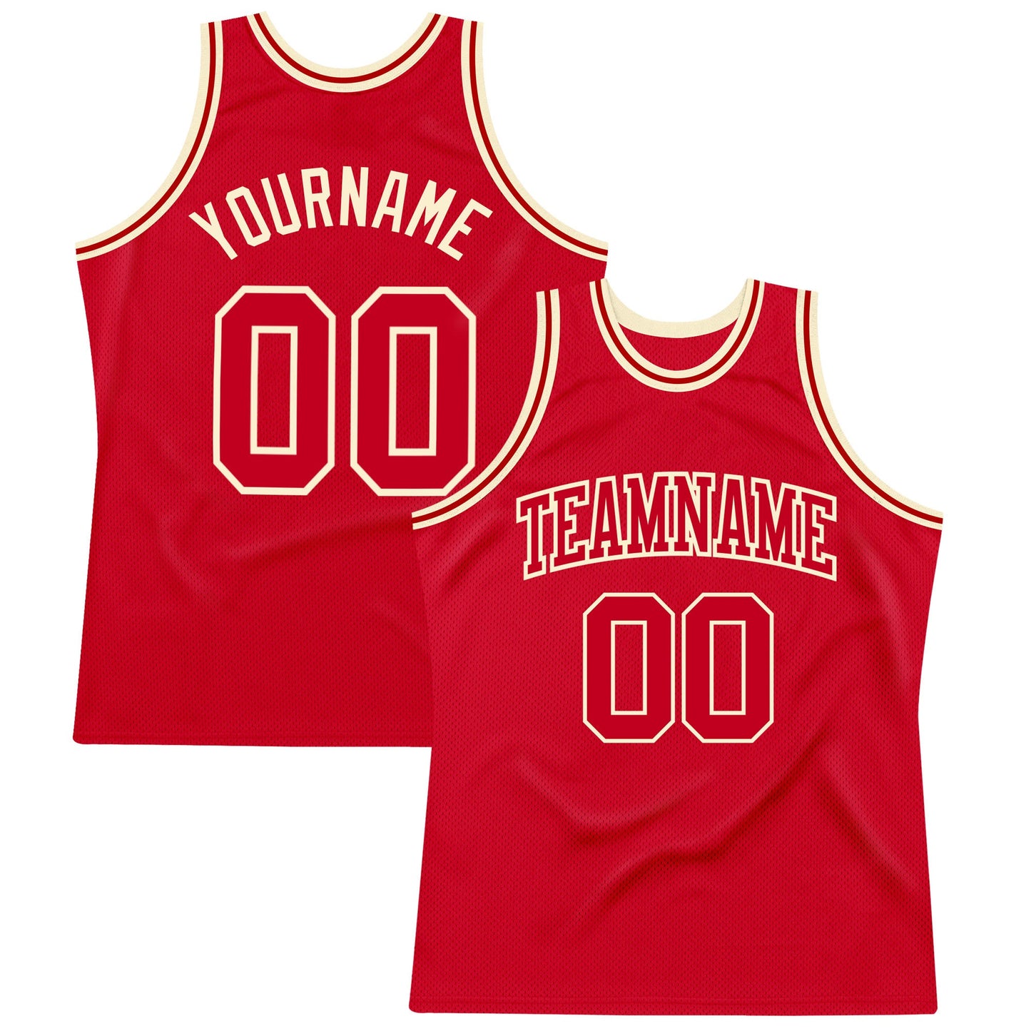 Custom Red Red-Cream Authentic Throwback Basketball Jersey - Sky-Custom
