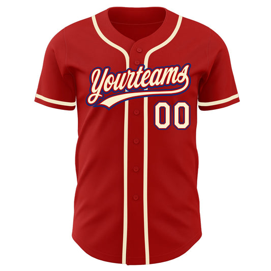 Custom Red Cream-Royal Authentic Baseball Jersey - Sky-Custom