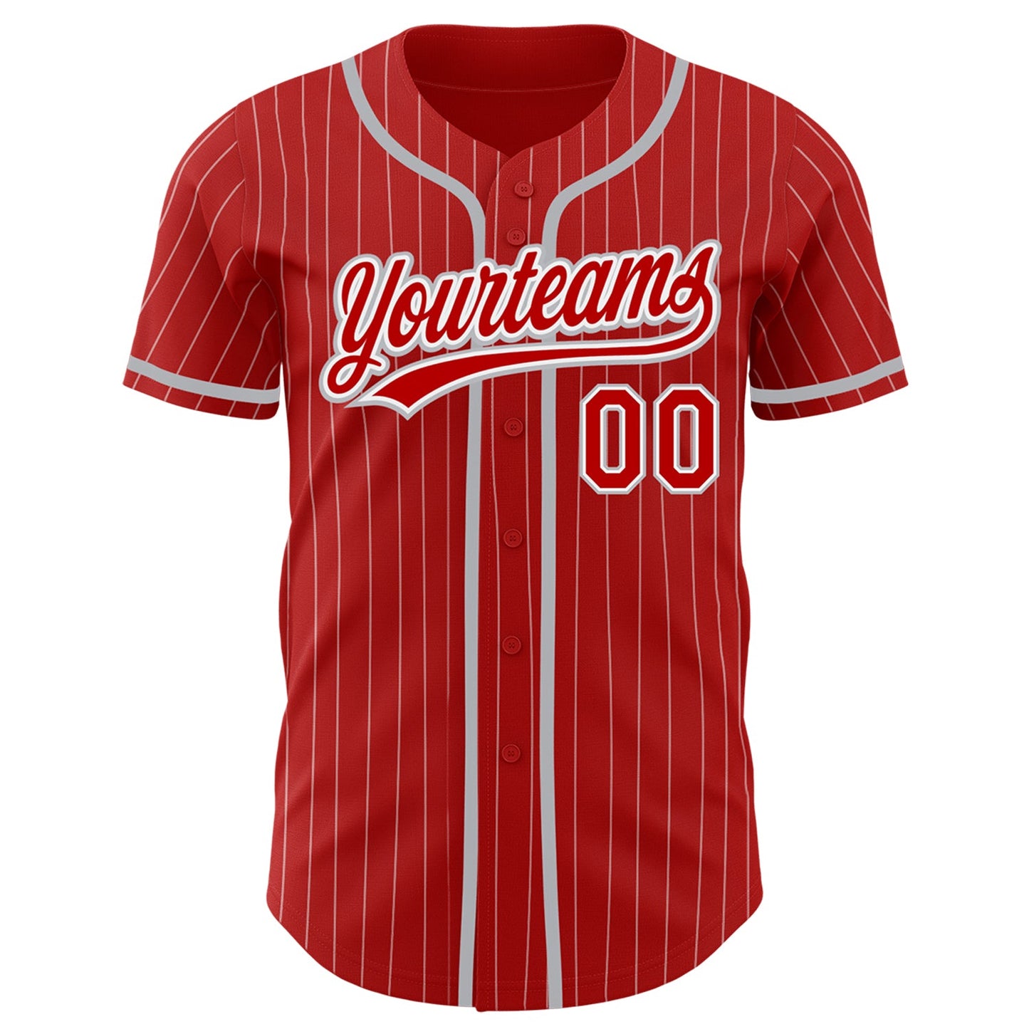 Custom Red White Pinstripe Gray Authentic Baseball Jersey - Sky-Custom