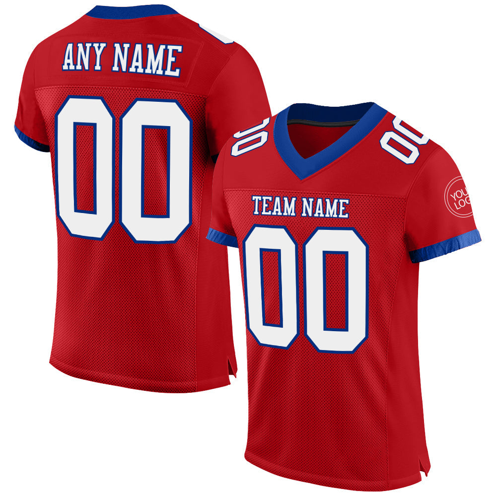 Custom Red White-Royal Mesh Authentic Football Jersey - Sky-Custom