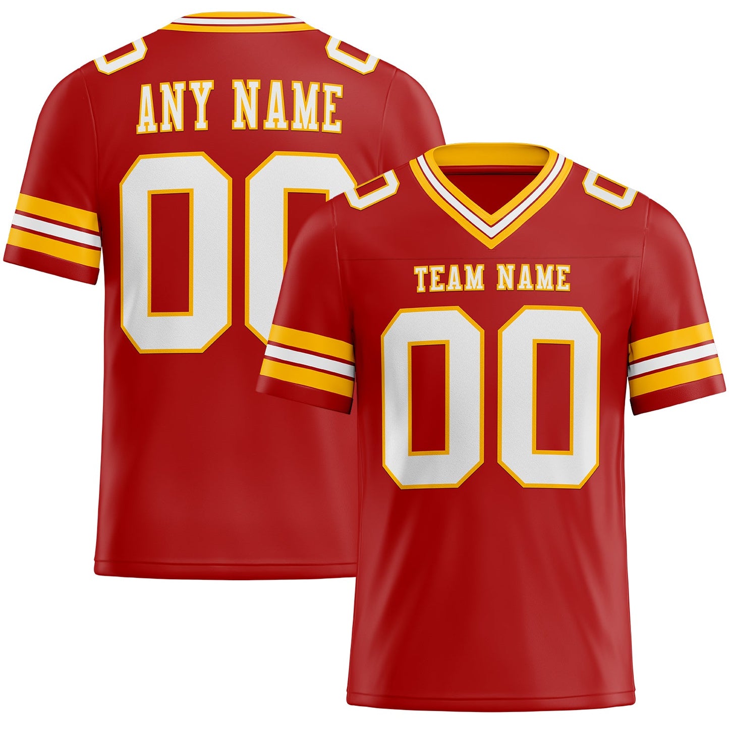 Custom Red White-Gold Mesh Authentic Football Jersey - Sky-Custom
