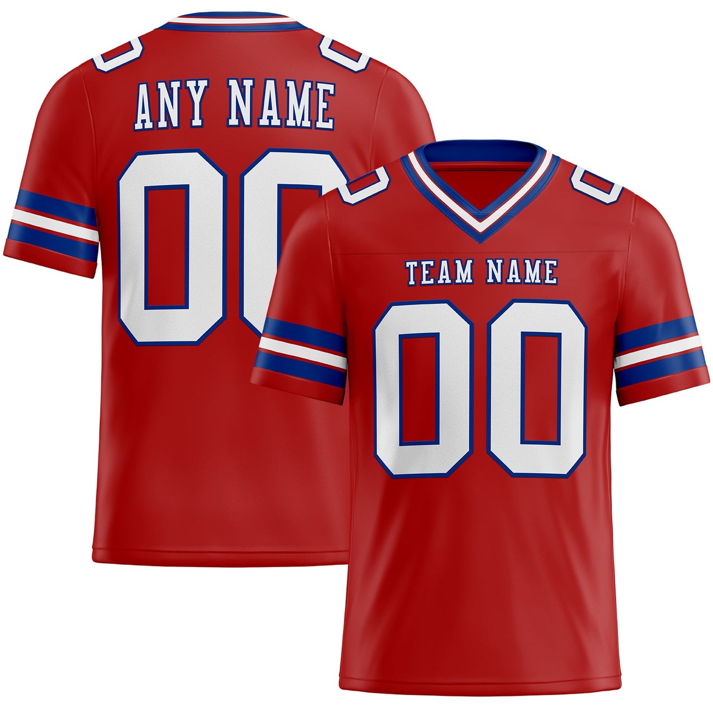 Custom Red White-Royal Mesh Authentic Football Jersey - Sky-Custom