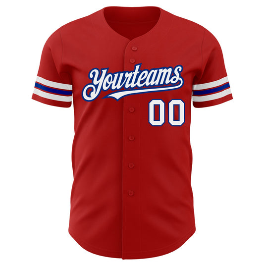 Custom Red White-Royal Authentic Baseball Jersey - Sky-Custom