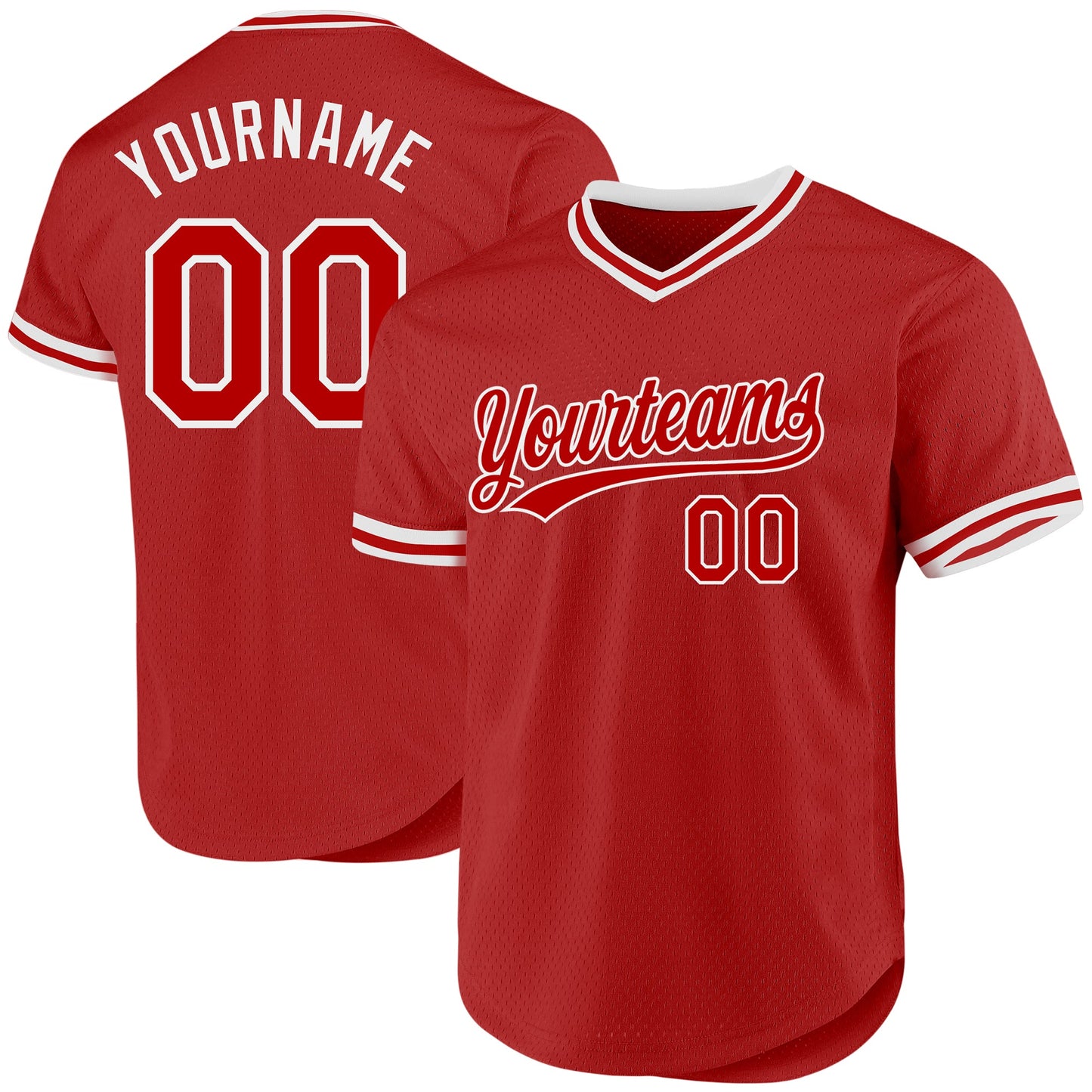 Custom Red White Authentic Throwback Baseball Jersey - Sky-Custom