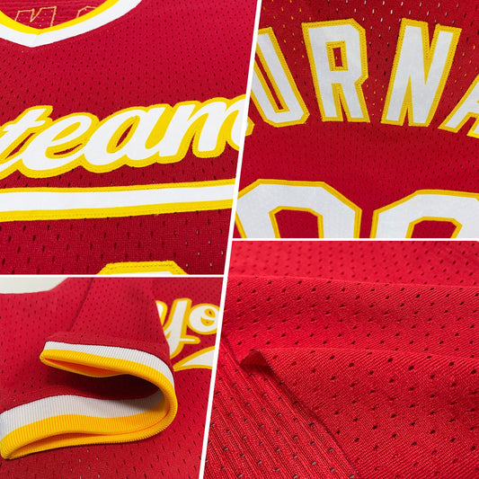 Custom Red Cream Authentic Throwback Baseball Jersey - Sky-Custom