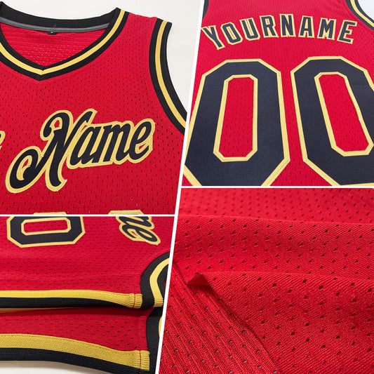 Custom Red White-Black Authentic Throwback Basketball Jersey - Sky-Custom