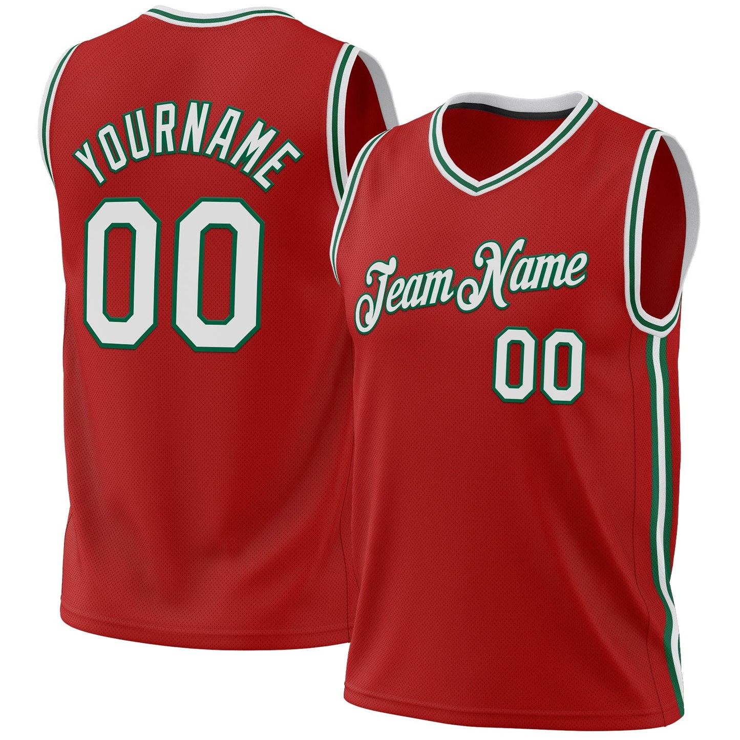 Custom Red White-Kelly Green Authentic Throwback Basketball Jersey - Sky-Custom