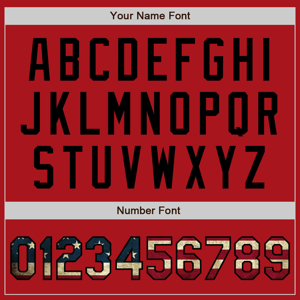 Custom Red Vintage USA Flag-Black Authentic Baseball Jersey - Sky-Custom