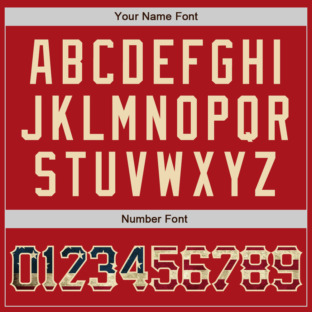 Custom Red Cream Pinstripe Vintage USA Flag Authentic Baseball Jersey - Sky-Custom