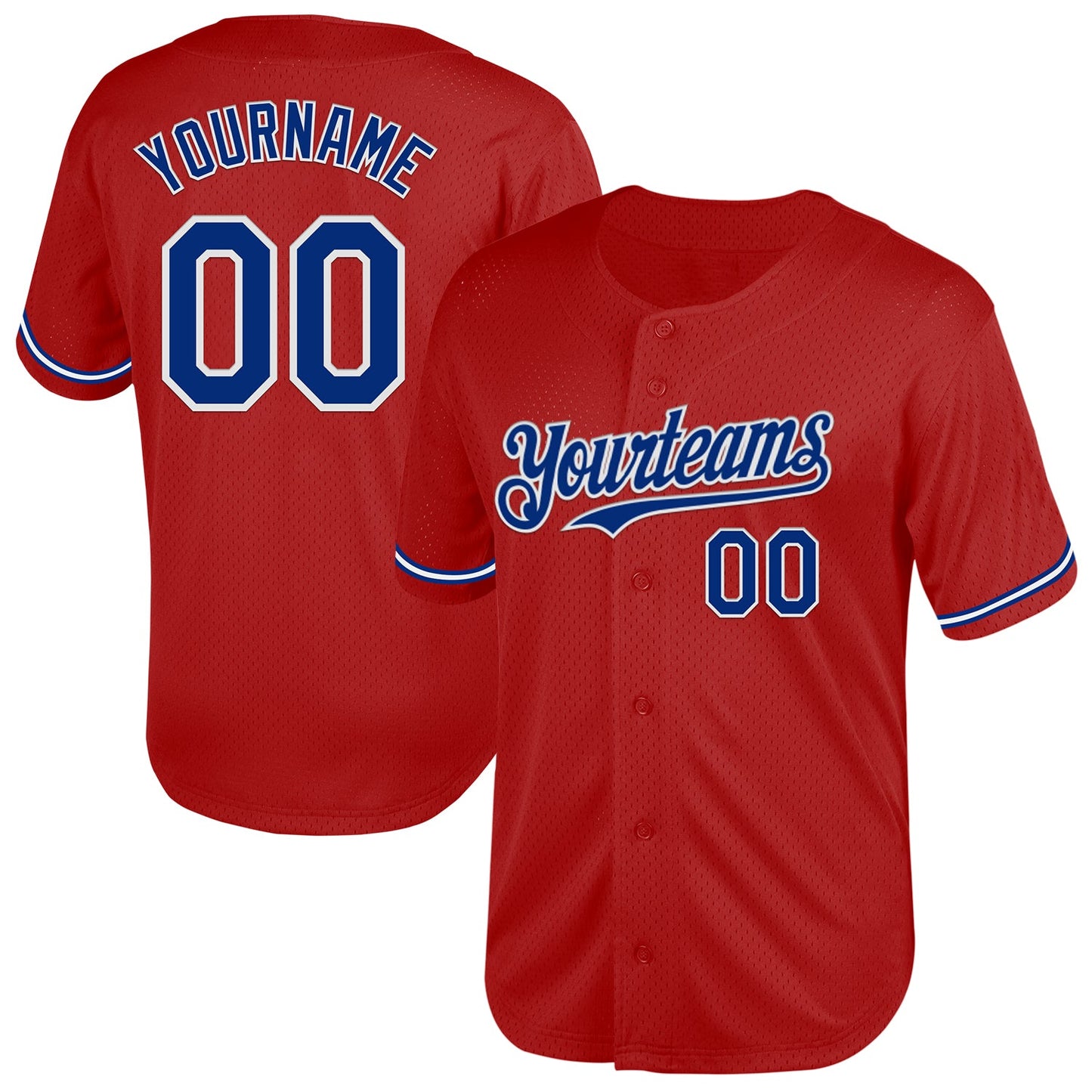 Custom Red Royal-White Mesh Authentic Throwback Baseball Jersey - Sky-Custom