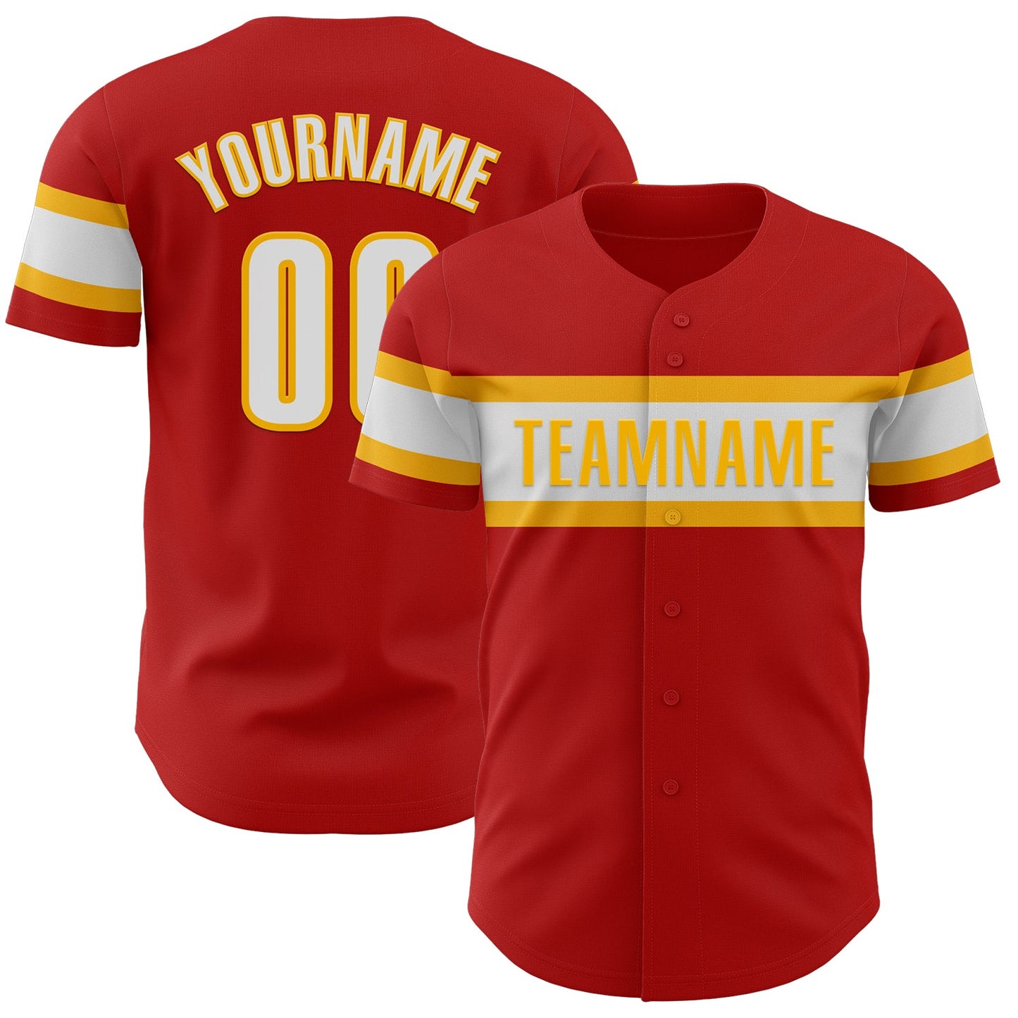 Custom Red White-Gold Authentic Baseball Jersey - Sky-Custom