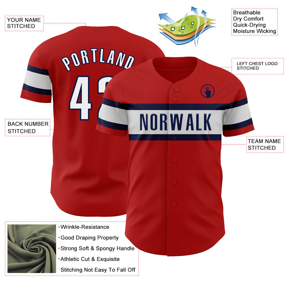 Custom Red Black-Navy Authentic Baseball Jersey - Sky-Custom