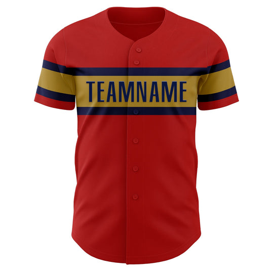 Custom Red Black-Old Gold Authentic Baseball Jersey - Sky-Custom
