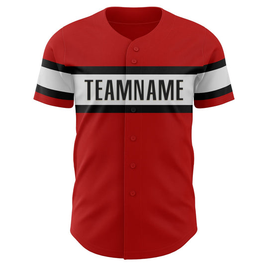 Custom Red White-Black Authentic Baseball Jersey - Sky-Custom