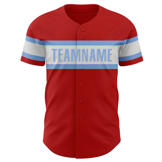 Custom Red White-Light Blue Authentic Baseball Jersey - Sky-Custom