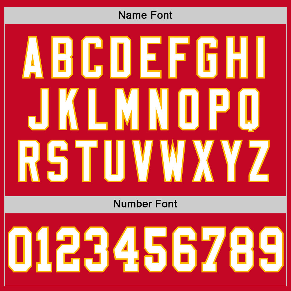 Custom Red White-Gold Mesh Authentic Throwback Football Jersey - Sky-Custom