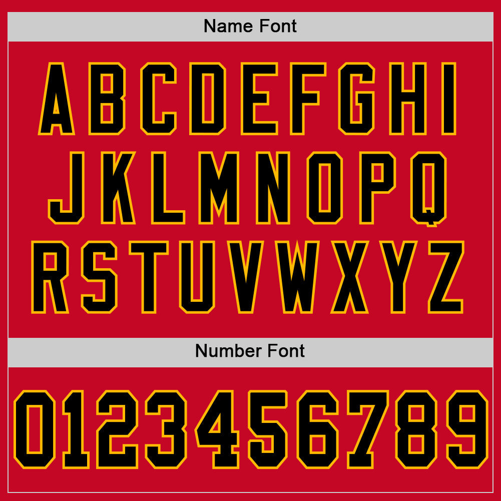 Custom Red Black-Gold Mesh Authentic Throwback Football Jersey - Sky-Custom