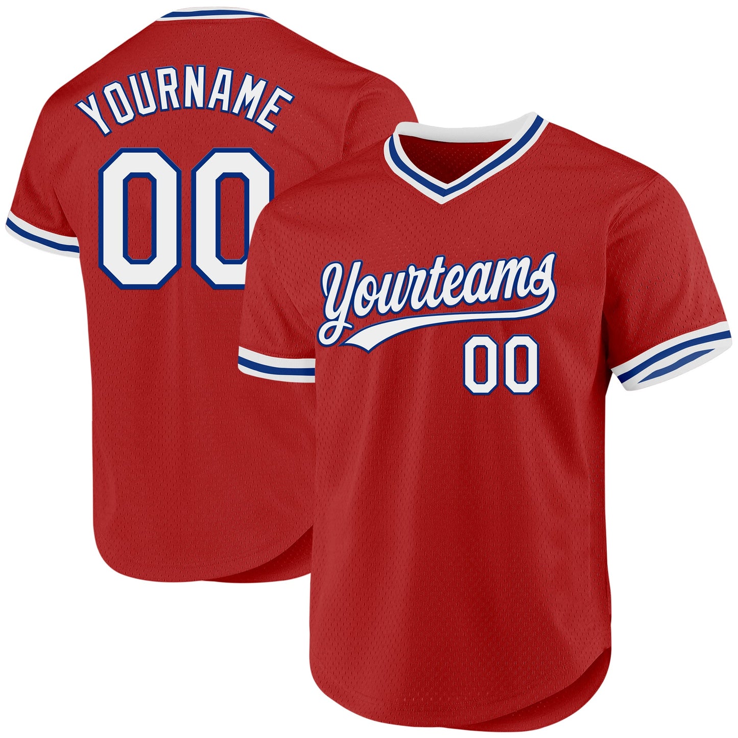 Custom Red White-Royal Authentic Throwback Baseball Jersey - Sky-Custom